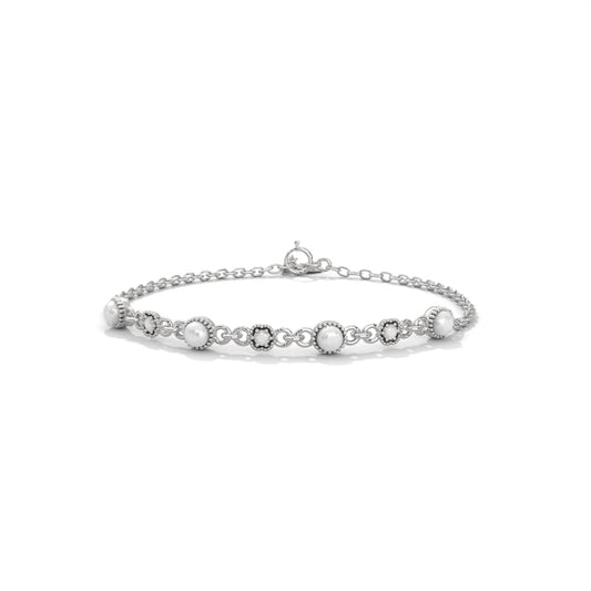 Round Pearl Daily Were Silver Bracelet
