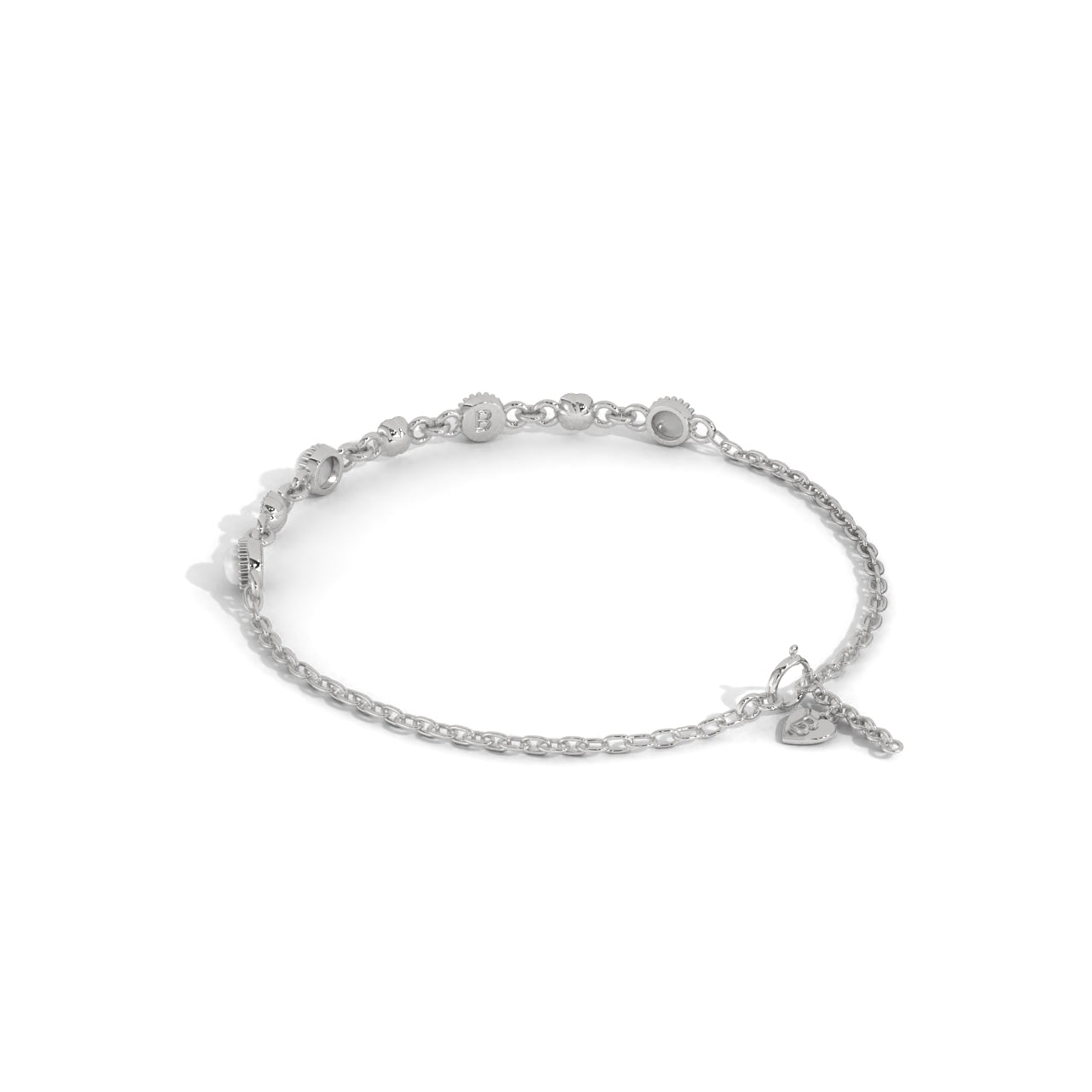 Round Pearl Daily Were Silver Bracelet