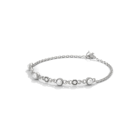 Round Pearl Daily Were Silver Bracelet