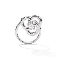 Twisted Silver Nose Pin With One Diamond