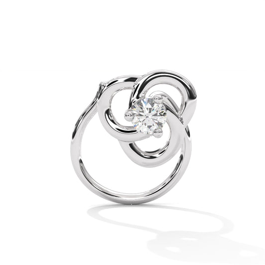 Twisted Silver Nose Pin With One Diamond