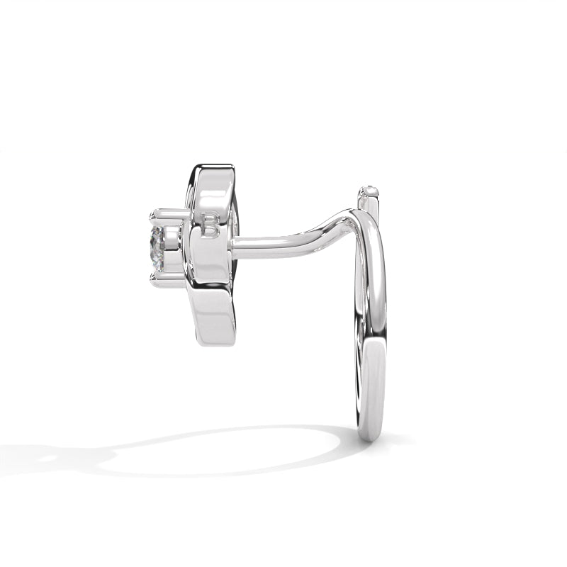 Twisted Silver Nose Pin With One Diamond