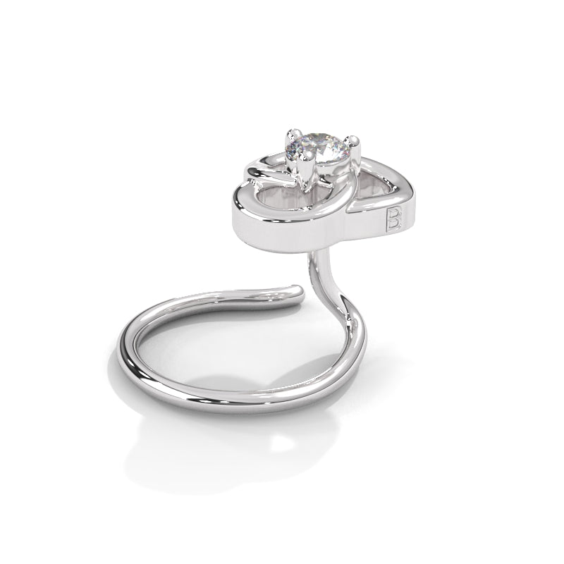 Twisted Silver Nose Pin With One Diamond
