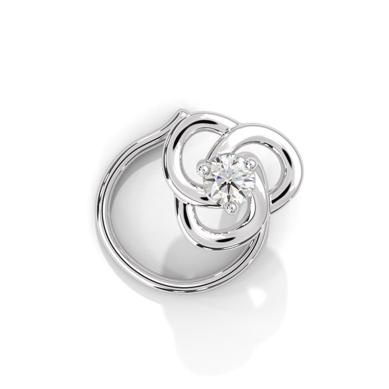 Twisted Silver Nose Pin With One Diamond
