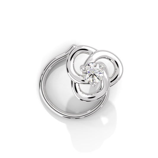 Twisted Silver Nose Pin With One Diamond