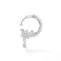 Celestial Flower Feather Hoop Siver Nose Pin