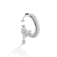 Celestial Flower Feather Hoop Siver Nose Pin