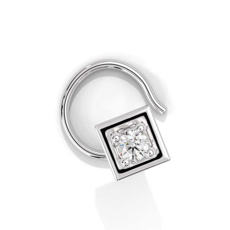 Square Bezel Prong Cubic Zirconia Silver Nose Pin