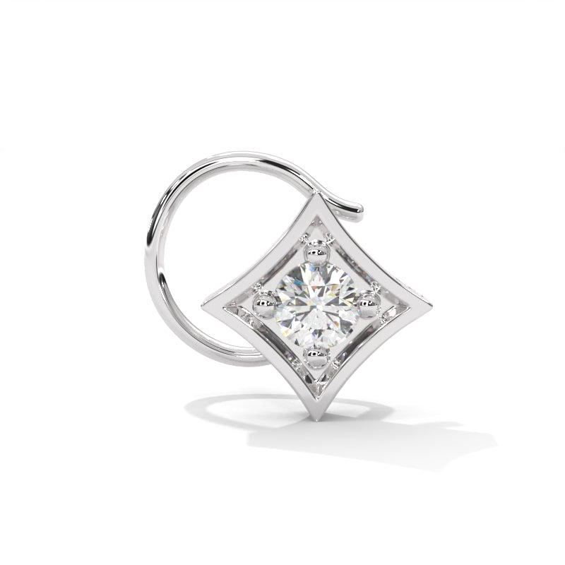 Rhombus Style Round Diamond Silver Nose