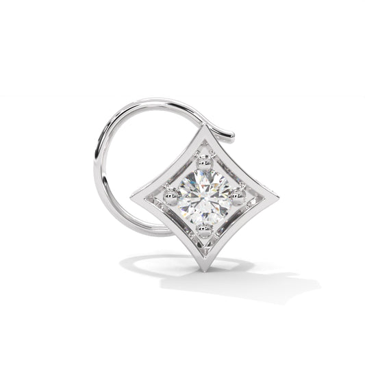 Rhombus Style Round Diamond Silver Nose