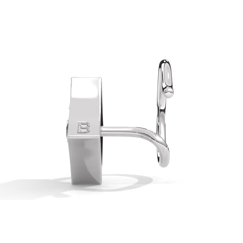 Rhombus Style Round Diamond Silver Nose
