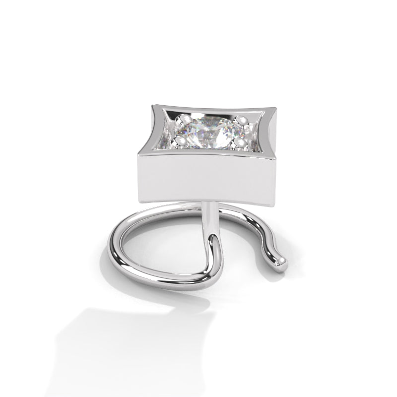 Rhombus Style Round Diamond Silver Nose
