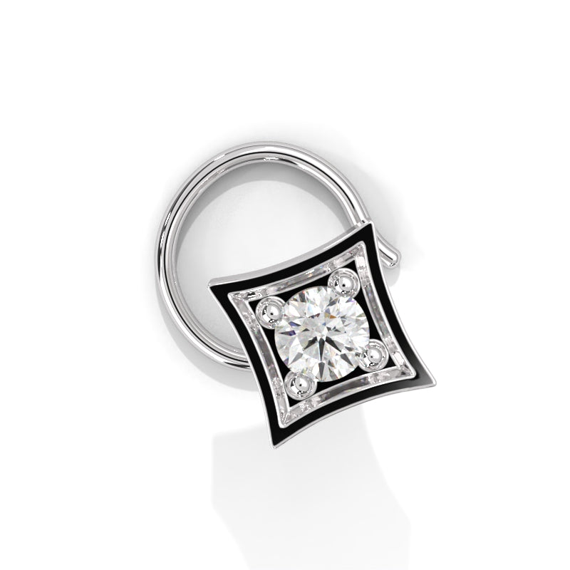 Rhombus Style Round Diamond Silver Nose