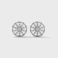 Floral-Toned Diamond Studded Classic Silver Earrings