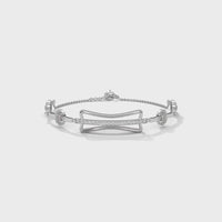 Diamond Bar Silver Charm Bracelet