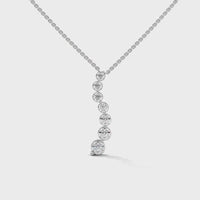 Graduated Diamond Drop Silver Necklace