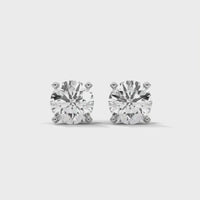 Delicate Round Diamond Silver Earrings
