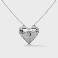 Fashionable Heart Shape Silver Pendant With Diamond Silver Necklace