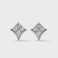 Small White Diamond Silver Earrings