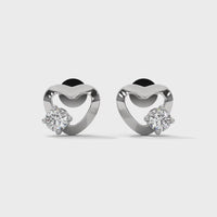 Heart Shaped Solitaire Diamond Stud Earrings