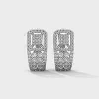 Unique Huggie Silver Earrings With Diamond