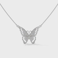 Silver Necklace With Minimalist Geometric Butterfly Pendant