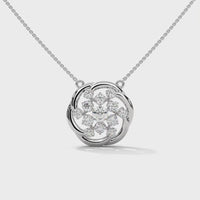 Tiny Flower Pendent With Joint Chain Silver Diamond Necklace