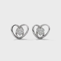 One Diamond Heart Silver Earrings