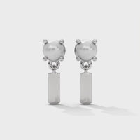 Pearl Zircon Small Silver Earrings
