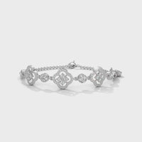 Sparkles Floral Diamond Set Silver Bracelet
