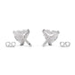 Heart Shape Diamond Stud Silver Earrings