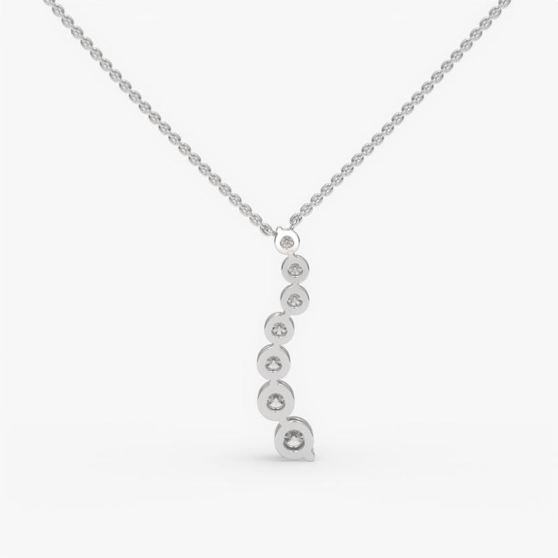 Graduated Diamond Drop Pendant Necklace - Round Cut Cubic Zirconia