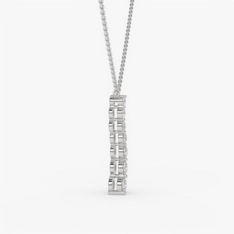 Graduated Diamond Drop Pendant Necklace - Round Cut Cubic Zirconia