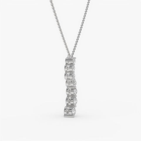 Graduated Diamond Drop Pendant Necklace - Round Cut Cubic Zirconia