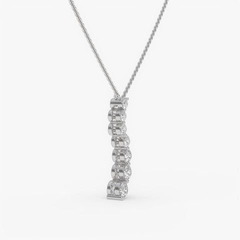 Graduated Diamond Drop Pendant Necklace - Round Cut Cubic Zirconia