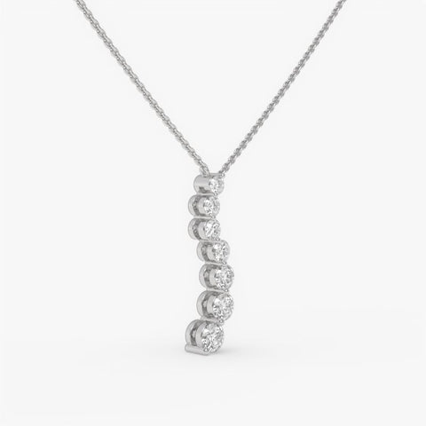 Graduated Diamond Drop Pendant Necklace - Round Cut Cubic Zirconia