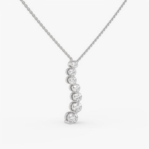 Graduated Diamond Drop Pendant Necklace - Round Cut Cubic Zirconia