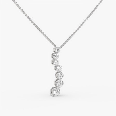 Graduated Diamond Drop Pendant Necklace - Round Cut Cubic Zirconia