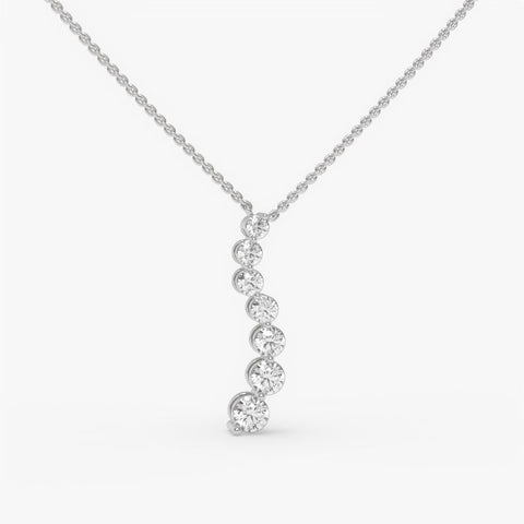 Graduated Diamond Drop Pendant Necklace - Round Cut Cubic Zirconia