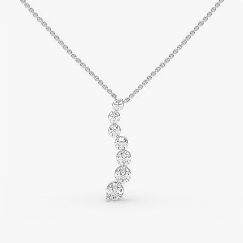 Graduated Diamond Drop Pendant Necklace - Round Cut Cubic Zirconia