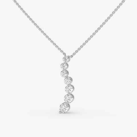 Graduated Diamond Drop Pendant Necklace - Round Cut Cubic Zirconia