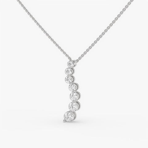 Graduated Diamond Drop Pendant Necklace - Round Cut Cubic Zirconia