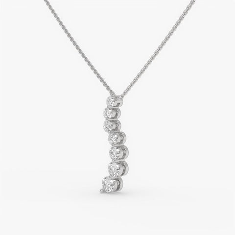 Graduated Diamond Drop Pendant Necklace - Round Cut Cubic Zirconia