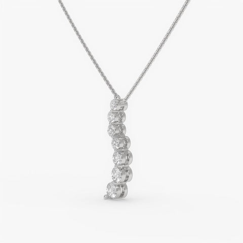 Graduated Diamond Drop Pendant Necklace - Round Cut Cubic Zirconia