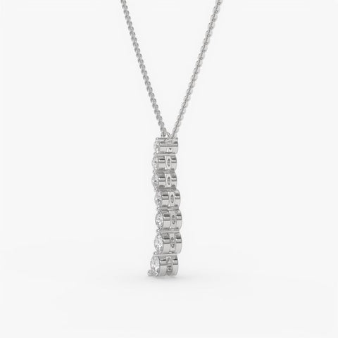 Graduated Diamond Drop Pendant Necklace - Round Cut Cubic Zirconia