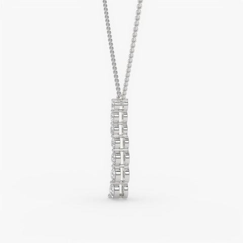 Graduated Diamond Drop Pendant Necklace - Round Cut Cubic Zirconia