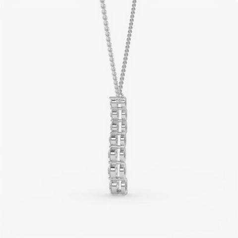 Graduated Diamond Drop Pendant Necklace - Round Cut Cubic Zirconia