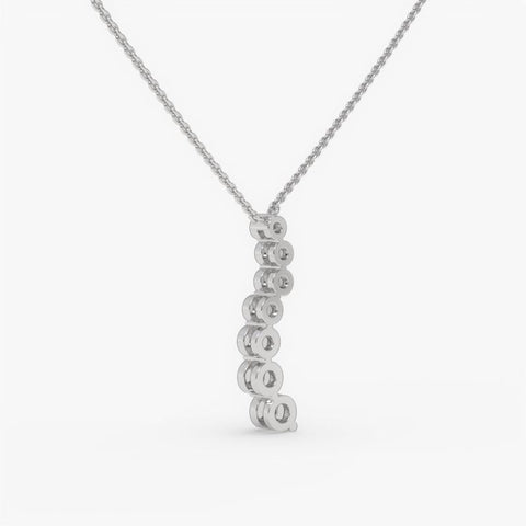 Graduated Diamond Drop Pendant Necklace - Round Cut Cubic Zirconia