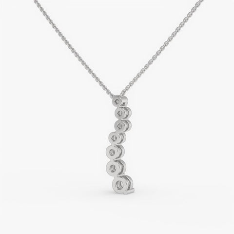 Graduated Diamond Drop Pendant Necklace - Round Cut Cubic Zirconia