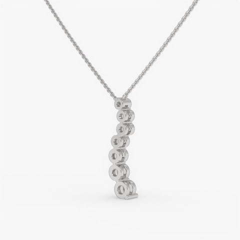 Graduated Diamond Drop Pendant Necklace - Round Cut Cubic Zirconia